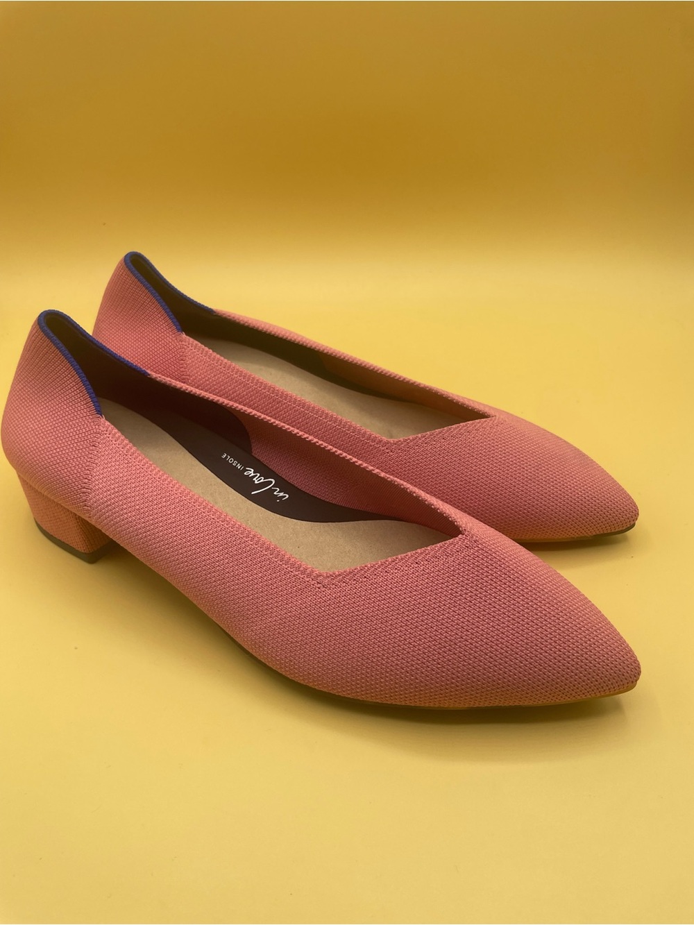 Rothy's Coral Pointed Low Block Heel Flats